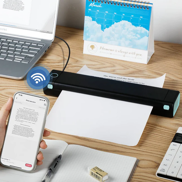 Printer Portable Bluetooth Wit - A4 - Imprimante thermique - Tout en un -  Compacte 