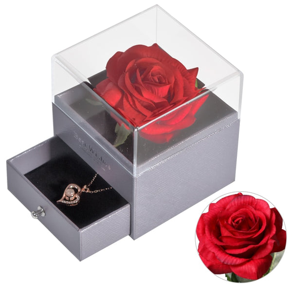 Eternal Rose Flower Jewelry Boxes Gift Wrap Necklace Ring Preserved Flowers  Birthday Gift Box for Valentine's Day Mother's Day EE
